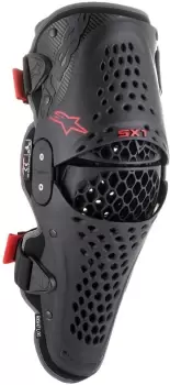 Image of Alpinestars SX-1 V2 Knee Protectors, black-red, Size L XL, black-red, Size L XL
