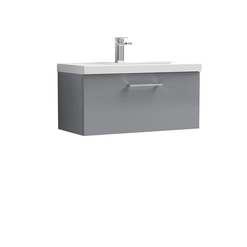Image of Balterley Bathroom 1 Soft Close Drawer, Wall Hung Vanity Unit, Satin Grey, 800mm in Grey Grey Unisex