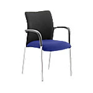 Image of Visitor Chair Academy Black Fabric Back With Stevia Blue Seat With Arms