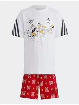 Image of adidas X Disney Mickey Mouse Tee Set, White/Black, Size 6-7 Years, Women