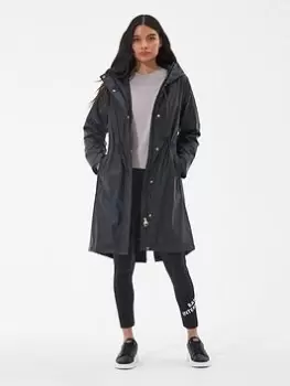 Image of Barbour International Peaty Showerproof Coat - Black, Size 12, Women