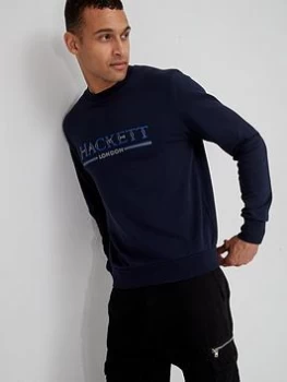 Image of Hackett Large Logo Sweatshirt - Navy, Size L, Men