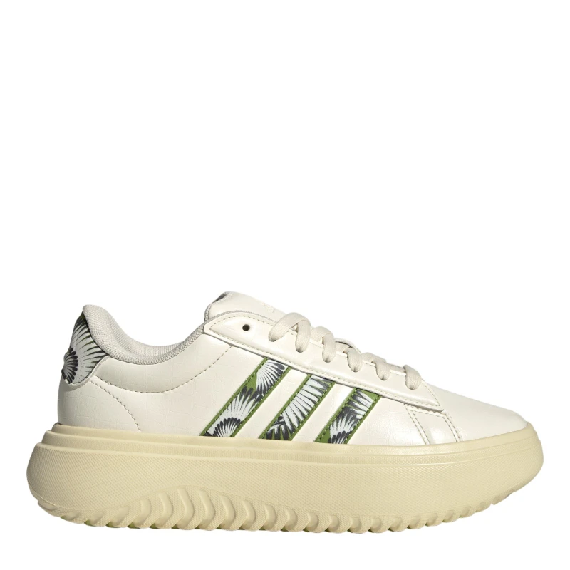 Image of adidas Grand Court Platform Shoes Womens White/Green female 4.5 (37.3)