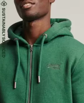 Image of Superdry Mens Organic Cotton Vintage Logo Zip Hoodie Green / Field Green Marl - Size: L