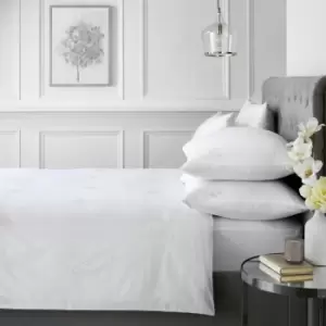 Image of Embroidered Trees 100% Cotton 200 Thread Count Duvet Cover Set, White, Double - Appletree Boutique