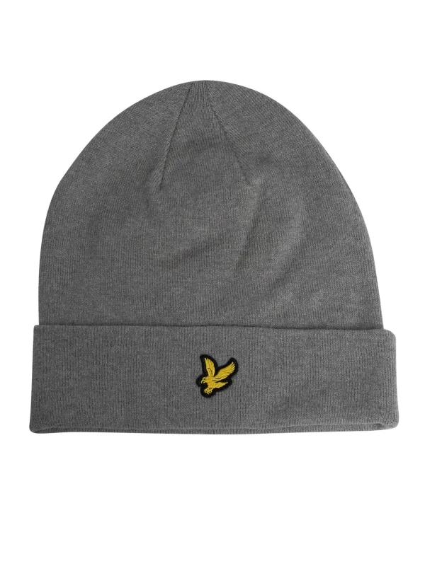 Image of Lyle & Scott Cotton Merino Beanie Mid Grey Marl One Size