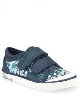 Image of Start-Rite Girls Flower Canvas Strap Plimsoll - Navy
