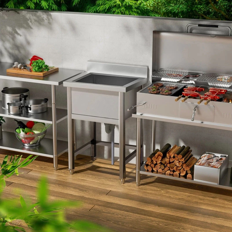 Image of Home & Outdoor Direct 60cm W Commercial Stainless Steel Kitchen Sink AI0089