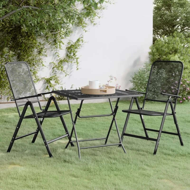 Image of VIDAXL 3 Piece Garden Dining Set Expanded Metal Mesh Anthracite Vidaxl 8720287133230