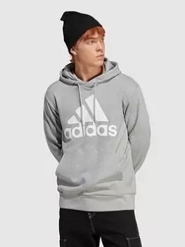 Image of adidas Sportswear Essentials French Terry Big Logo Hoodie, Medium Grey Heather, Size L, Men