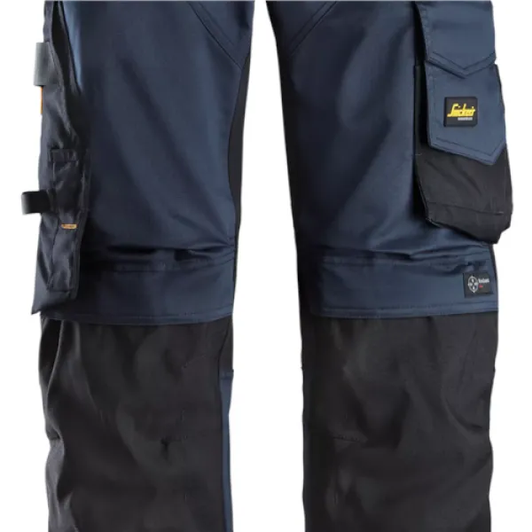 Image of Snickers AllroundWork Stretch Loose Fit Work Trousers Holster Pockets - Navy/Black - 48