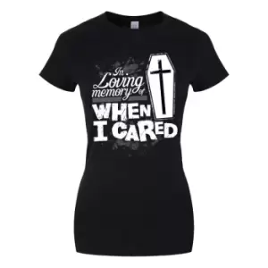 Image of Grindstore Womens/Ladies In Loving Memory Of When I Cared T-Shirt (XL) (Black)