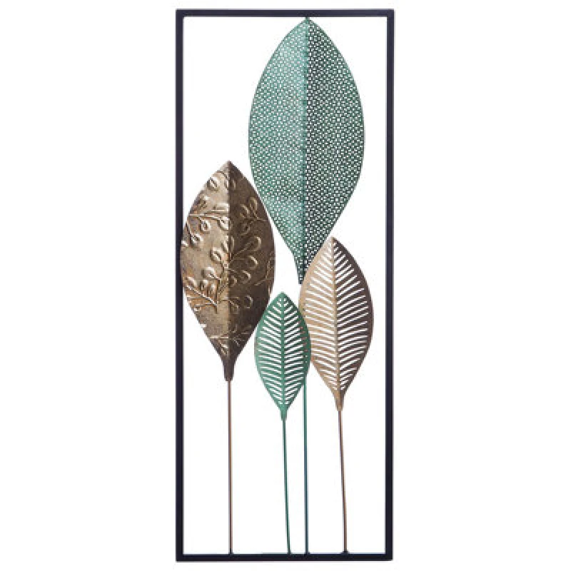 Image of Beliani Wall Decor Leaf Platinum Metal 75cm Multicolour
