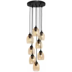 Image of Helam Brillant Cluster Pendant Ceiling Light Black, Amber 35cm