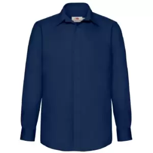 Image of Fruit Of The Loom Mens Long Sleeve Poplin Shirt (L) (Navy)