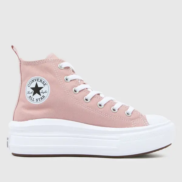 Image of Converse pale pink all star move hi Girls Junior trainers Pale Pink UK 10 (EU 27)