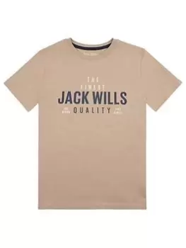 Image of Jack Wills Boys Finest Quality T Shirt - Silver Mink, Dark Beige, Size 5-6 Years