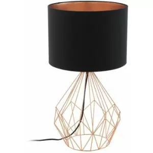 Image of Table Lamp Colour Copper Black Copper Fabric Shade In Line Switch Bulb E27 1x60W