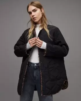 Image of AllSaints Phyllis Reversible Leopard Print Liner Jacket