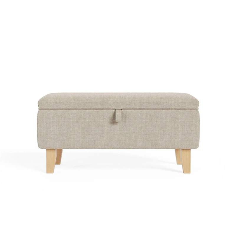 Image of Kabinet UK Linen Upholstered Storage Ottoman Footstool Brown unisex One size