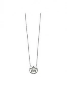 Image of The Love Silver Collection Sterling Silver Cubic Zirconia Pave Star Round Pendant Necklace