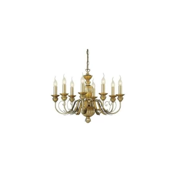 Image of Ideal Lux Dora - 8 Light Chandelier Antique Brass Finish, E14