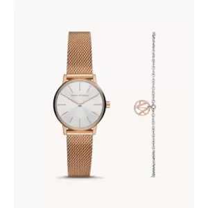 Image of Armani Exchange Womens Two-Hand Rose Gold-Tone Stainless Steel Watch And Bracelet Gift Set - Rose Gold