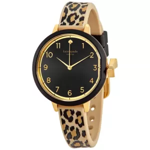 Image of Kate Spade New York Womens Park Row Three-Hand Leopard Print Silicone Watch - Multi
