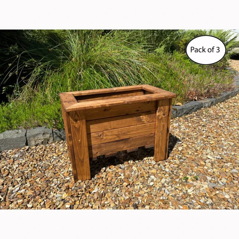 Image of Charles Taylor Multi Pack of 3 - Prestbury Raised Rectangular Regular Trough - Timber in Light Brown Light Brown Unisex