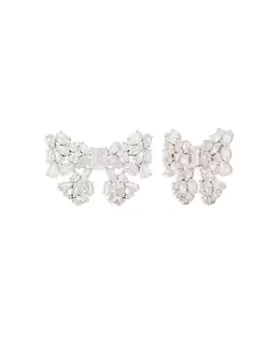 Image of kate spade new york Take A Bow Cubic Zirconia Bow Statement Stud Earrings in Silver Tone