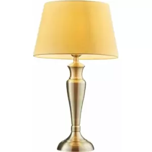Image of Table Lamp Antique Brass Plate & Yellow Cotton 60W E27 Base & Shade e10521