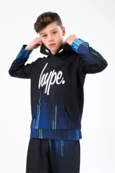 Image of HYPE BOYS BLACK PACIFIC DRIPS SCRIPT HOODIE