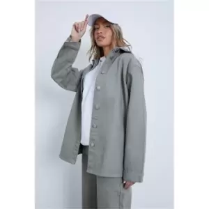 Image of I Saw It First Khaki Oversized Denim Shirt Co-Ord - Green