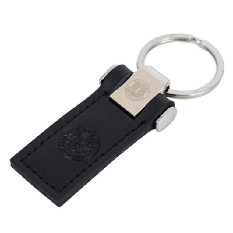 Image of Rangers Fc Crest Leather Keyring Black/silver (One Size)