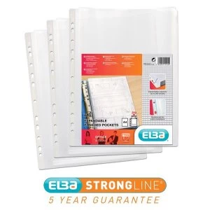 Image of Elba A4 Expanding Pocket Extra Capacity No Flap Multi punched Polypropylene Clear 1 x Pack of 10