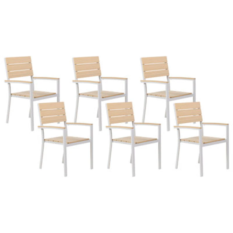 Image of Beliani Set Of 6 Garden Chairs Como Beige