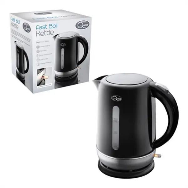 Image of Quest 1.5L Fast Boil Kettle Black and Silver 39909