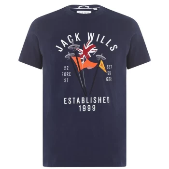 Image of Jack Wills Lauriston Graphic Logo T-Shirt - Navy