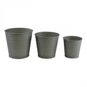 Image of Set of 3 Round Metal Planters, Green