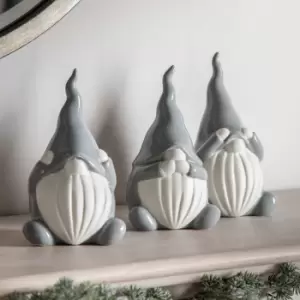 Image of Set of 3 Porcelain Gnomes Grey