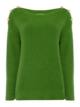 Image of Michael Kors Boatneck button sweater Green