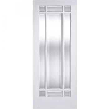 Image of LPD Manhattan White Primed Clear Bevelled Glazed Internal Door - 1981mm x 686mm (78 inch x 27 inch)