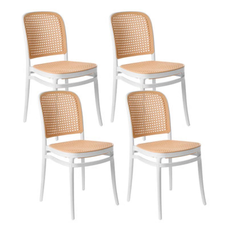 Image of Beliani Set Of 4 Garden Chairs Plose White/ Beige