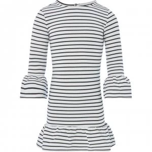Image of Bardot Junior Girls Stripe Frill Long Sleeve Dress - Black
