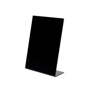 Image of Deflecto Slanted Display Sign Acrylic A4 Portrait Black SSPA414-2