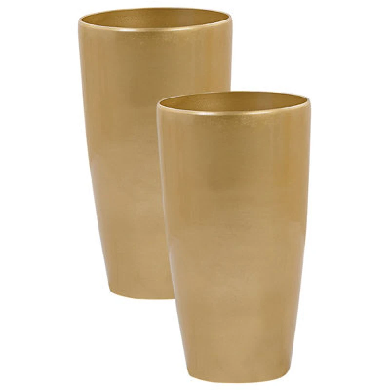 Image of Beliani Set Of 2 Plant Pots Tseria 32cm Gold