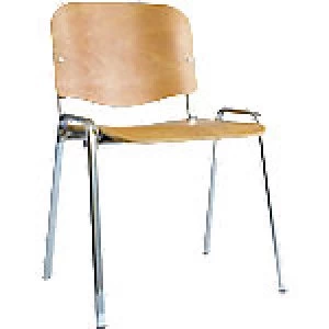 Image of Stacking Chair ISO Chrome Frame Beech Finish 4 Pieces