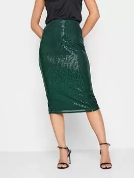 Image of PixieGirl Petite Sequin Midi Skirt, Green, Size 12, Women