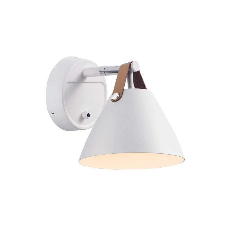 Image of Nordlux Strap Indoor Wall Light White Metal Sensor GU10 Brown & Black Strap - Plug In or Mains Powered, IP20 White Unisex