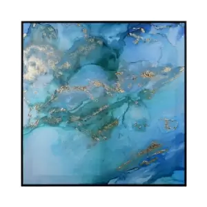 Image of The Art Group Charlotte Vale Maldives Embellished Canvas With Gold Leaf Frame - 60x60cm
